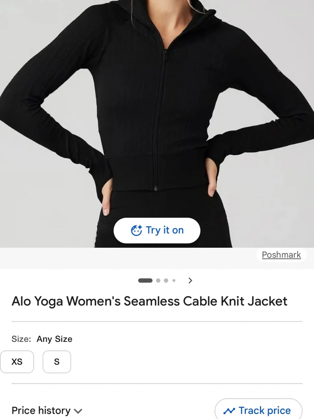 Alo Seamless Cable Knit Jacket, size XS